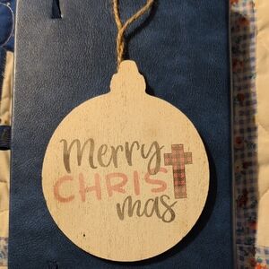 Merry Christmas Ornament - White and Red